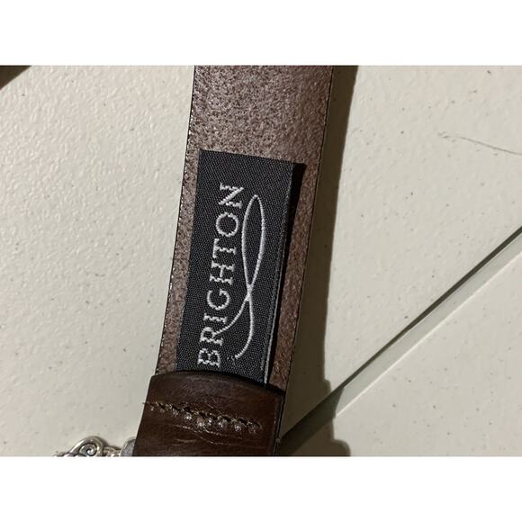BRIGHTON floral brown LEATHER dangle charms belt SIZE 34 L western boho main image 5